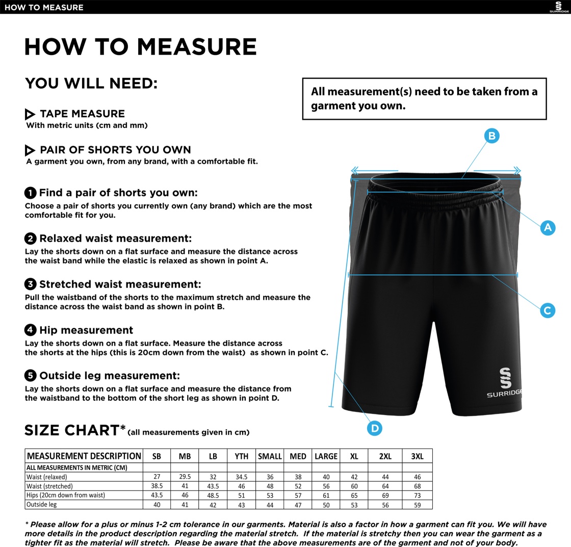 Bradninch CC - Blade Shorts : Black - Size Guide